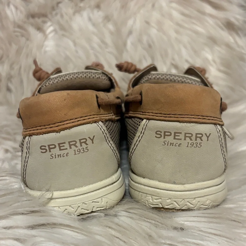 Sperry Kids Tan and Light Gray Boat Moccasins